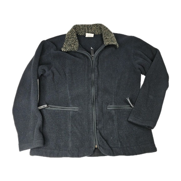 REI Jackets & Blazers - REI Full Zip‎ Fleece Jacket Black Herringbone Collar Women's Size M Polartec
